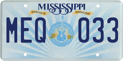 MS license plate MEQ033