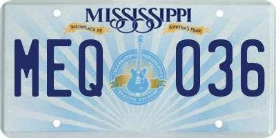 MS license plate MEQ036
