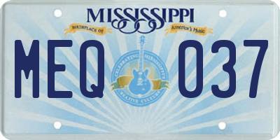 MS license plate MEQ037
