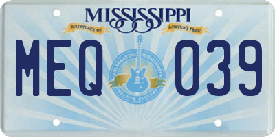MS license plate MEQ039
