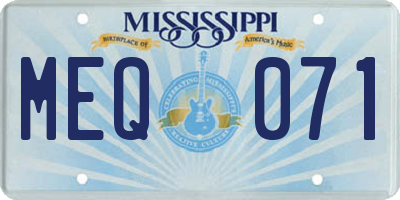 MS license plate MEQ071