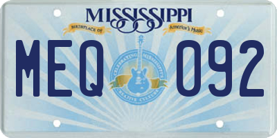 MS license plate MEQ092