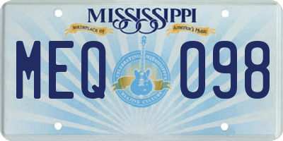 MS license plate MEQ098