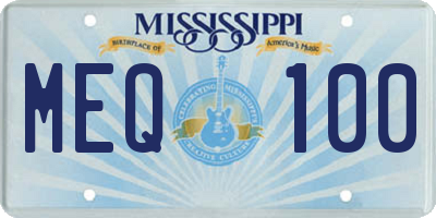 MS license plate MEQ100