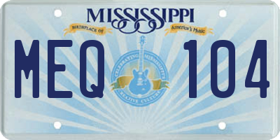 MS license plate MEQ104