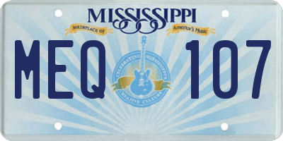 MS license plate MEQ107