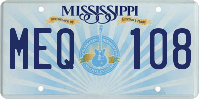 MS license plate MEQ108