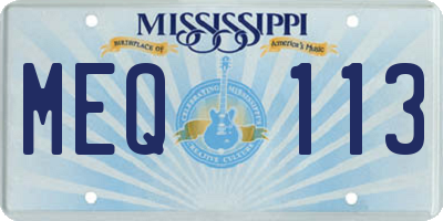 MS license plate MEQ113