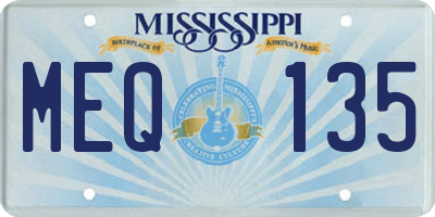 MS license plate MEQ135