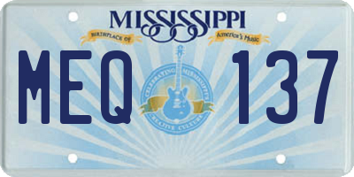 MS license plate MEQ137