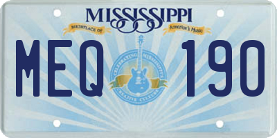 MS license plate MEQ190