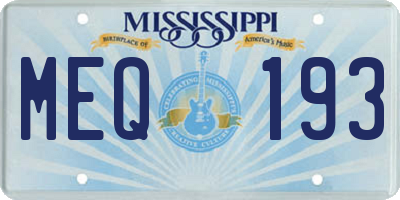 MS license plate MEQ193