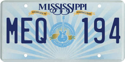 MS license plate MEQ194