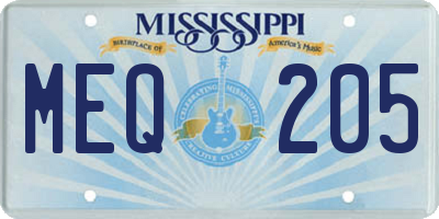 MS license plate MEQ205