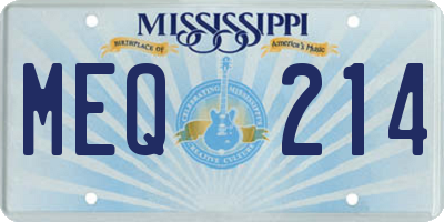 MS license plate MEQ214