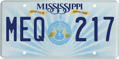 MS license plate MEQ217