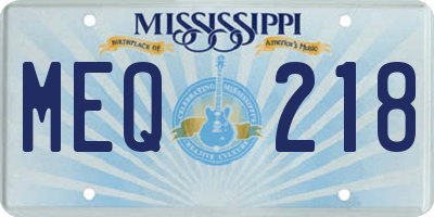 MS license plate MEQ218