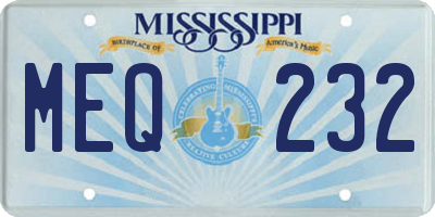 MS license plate MEQ232
