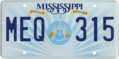 MS license plate MEQ315