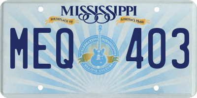 MS license plate MEQ403