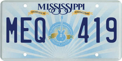 MS license plate MEQ419