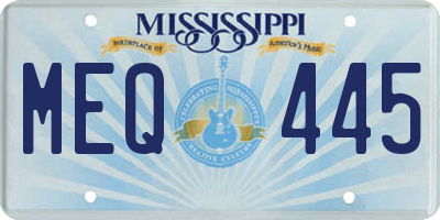 MS license plate MEQ445