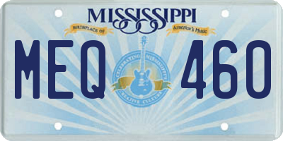 MS license plate MEQ460