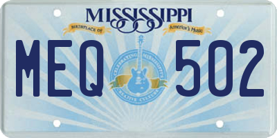 MS license plate MEQ502