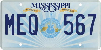 MS license plate MEQ567