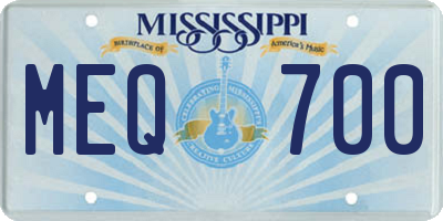 MS license plate MEQ700