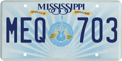 MS license plate MEQ703