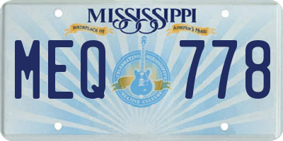 MS license plate MEQ778