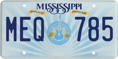 MS license plate MEQ785
