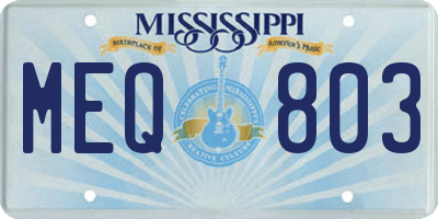 MS license plate MEQ803