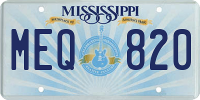 MS license plate MEQ820