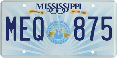 MS license plate MEQ875