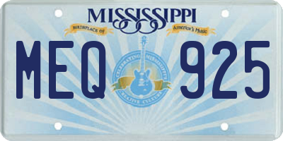 MS license plate MEQ925