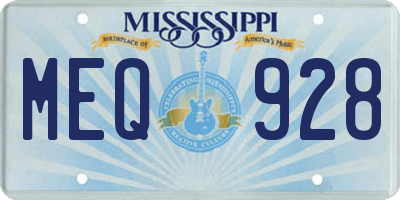 MS license plate MEQ928
