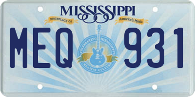 MS license plate MEQ931