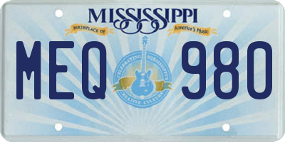 MS license plate MEQ980