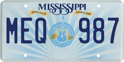 MS license plate MEQ987