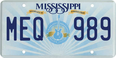 MS license plate MEQ989