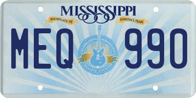 MS license plate MEQ990