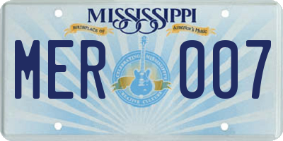 MS license plate MER007