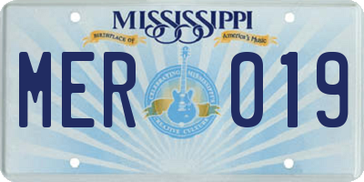 MS license plate MER019