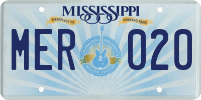 MS license plate MER020