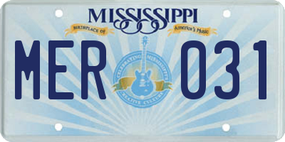 MS license plate MER031