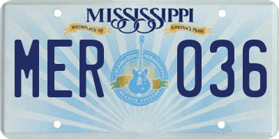 MS license plate MER036