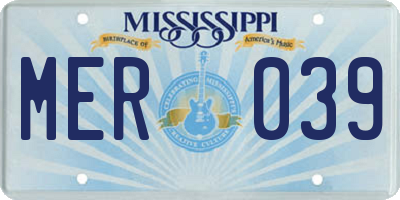 MS license plate MER039