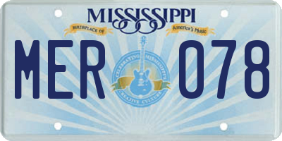 MS license plate MER078